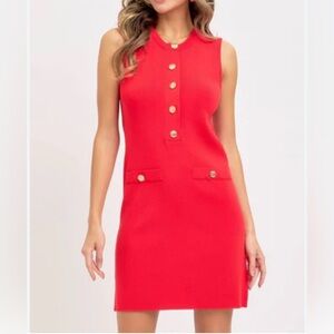 Zara Vibrant Red Buttoned Mini Dress